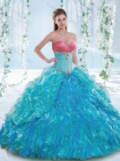 Elegant Beaded Bodice and Ruffled Sweetheart Detachable Quinceanera Dresses
