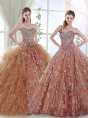 Exclusive Applique and Ruffled Detachable Quinceanera Dress with Beaded Bodice