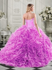 Exclusive Organza Champagne Sweet 16 Dress with Beading and Ruffles