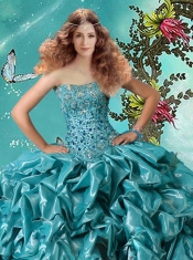 Exclusive Visible Boning Bubble and Beaded Teal Discount Quinceanera Dresses in Taffeta