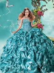 Exclusive Visible Boning Bubble and Beaded Teal Discount Quinceanera Dresses in Taffeta