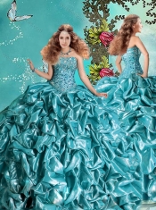 Exclusive Visible Boning Bubble and Beaded Teal Discount Quinceanera Dresses in Taffeta