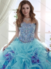 Exquisite Beaded and Ruffled Light Blue and Lavender Detachable Quinceanera Dresses