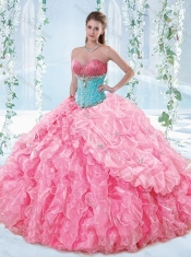 Exquisite Rose Pink Detachable Quinceanera Dresses with Beading and Ruffles
