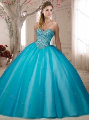 Fashion Trend Beaded Bodice Champagne Sweet 15th Birthday Dresses with Sweep Train