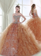 Gorgeous Applique and Ruffled Detachable Sweet 15th Birthday Dresses in Champagne and Rust Red