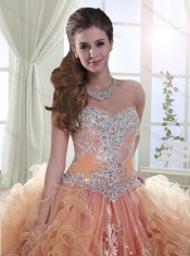 Gorgeous Applique and Ruffled Detachable Sweet 15th Birthday Dresses in Champagne and Rust Red