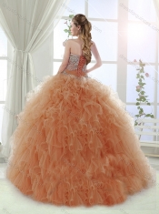Gorgeous Applique and Ruffled Detachable Sweet 15th Birthday Dresses in Champagne and Rust Red