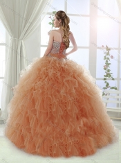 Gorgeous Applique and Ruffled Detachable Sweet 15th Birthday Dresses in Champagne and Rust Red