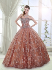 Gorgeous Applique and Ruffled Detachable Sweet 15th Birthday Dresses in Champagne and Rust Red