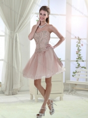 Gorgeous Sweep Train Baby Pink Detachable Quinceanera Dresses with Beading and Ruffles