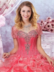 Latest Visible Boning Beaded and Applique Organza 15th Birthday Dresses in Two Tone