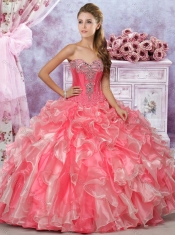 Latest Visible Boning Beaded and Applique Organza 15th Birthday Dresses in Two Tone