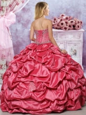 Lovely Beaded Coral Red  Discount Quinceanera Dresses with Appliques and Bubbles
