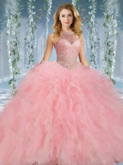 Lovely Beaded Decorated Halter Top Rainbown  Discount Quinceanera Dresses in Organza