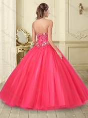 New Arrivals Big Puffy Beaded Tulle Sweet 16 Dress in Coral Red