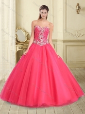 New Arrivals Big Puffy Beaded Tulle Sweet 16 Dress in Coral Red