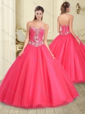 New Arrivals Big Puffy Beaded Tulle Sweet 16 Dress in Coral Red