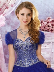 New Arrivals Tulle Royal Blue Sweet Fifteen Gown with Beaded Bodice