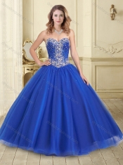 Perfect Puffy Skirt Royal Blue Tulle Quinceanera Dress with Beading