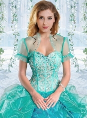Perfect Visible Boning Ruffled Detachable Quinceanera Dresses in Rose Pink