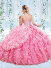 Popular Big Puffy Organza  Discount Quinceanera Dresses with Beading and Ruffles