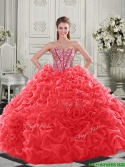 Pretty Puffy Skirt Visible Boning Apple Green Sweet 15th Birthday Dresses with Beading and Ruffles