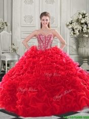 Pretty Puffy Skirt Visible Boning Apple Green Sweet 15th Birthday Dresses with Beading and Ruffles