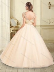 Romantic Beaded Bodice Scoop Purple Sweet 16 Dress with Backless