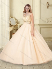 Romantic Beaded Bodice Scoop Purple Sweet 16 Dress with Backless