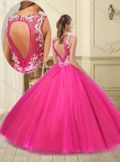 See Through Beaded V Neck Really Puffy Sweet 16 Dress with Backless