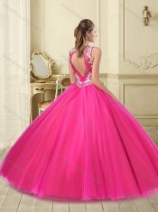 See Through Beaded V Neck Really Puffy Sweet 16 Dress with Backless