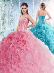 Visible Boning Beaded Bodice Detachable Quinceanera Dresses in Rolling Flowers