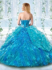 Visible Boning Big Puffy Detachable Quinceanera Dresses with Ruffles and Beading