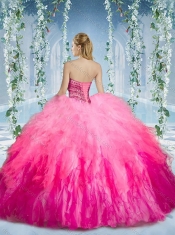 Artistic Gradient Color Big Puffy Quinceanera Gown with Beading and Ruffles