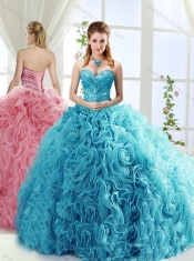Artistic Rolling Flowers Brush Train Detachable Quinceanera Gowns with Beading