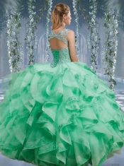 Classical Beaded and Applique Big Puffy Quinceanera Dresses in Aqua Blue