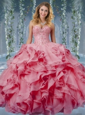 Classical Beaded and Applique Big Puffy Quinceanera Dresses in Aqua Blue