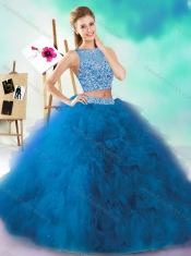 Classical Beaded and Ruffled Fuchsia Quinceanera Dresses  with See Through