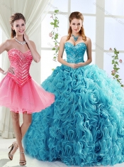 Classical Big Puffy Beaded Detachable Sweet 16 Dresses in Rolling Flower