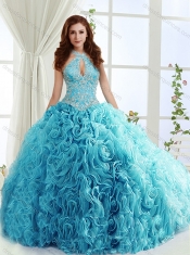 Cut Out Bust Beaded Detachable Quinceanera Gowns in Baby Blue