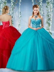 Elegant Beaded and Ruffled Big Puffy Quinceanera Dress in Baby Blue