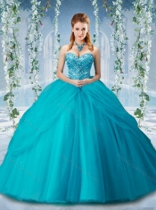 Elegant Beaded and Ruffled Big Puffy Quinceanera Dress in Baby Blue