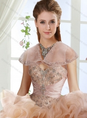 Elegant Big Puffy Rolling Flowers Detachable Quinceanera Gowns with Beading and Appliques