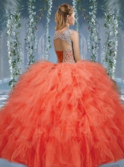 Exquisite Beaded and Ruffled Big Puffy Quinceanera Gown in Turquoise