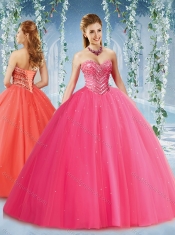 Feminine Beaded and Ruffled Tulle Sweet 16 Dresses in Puffy Skirt