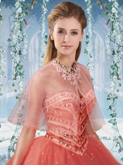 Feminine Beaded and Ruffled Tulle Sweet 16 Dresses in Puffy Skirt