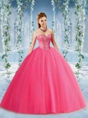 Feminine Beaded and Ruffled Tulle Sweet 16 Dresses in Puffy Skirt