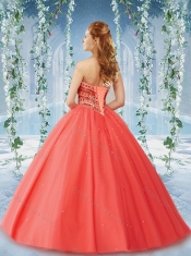 Feminine Beaded and Ruffled Tulle Sweet 16 Dresses in Puffy Skirt