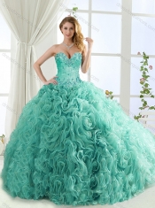 Feminine Visible Boning Beaded Detachable Quinceanera Gowns in Rolling Flowers